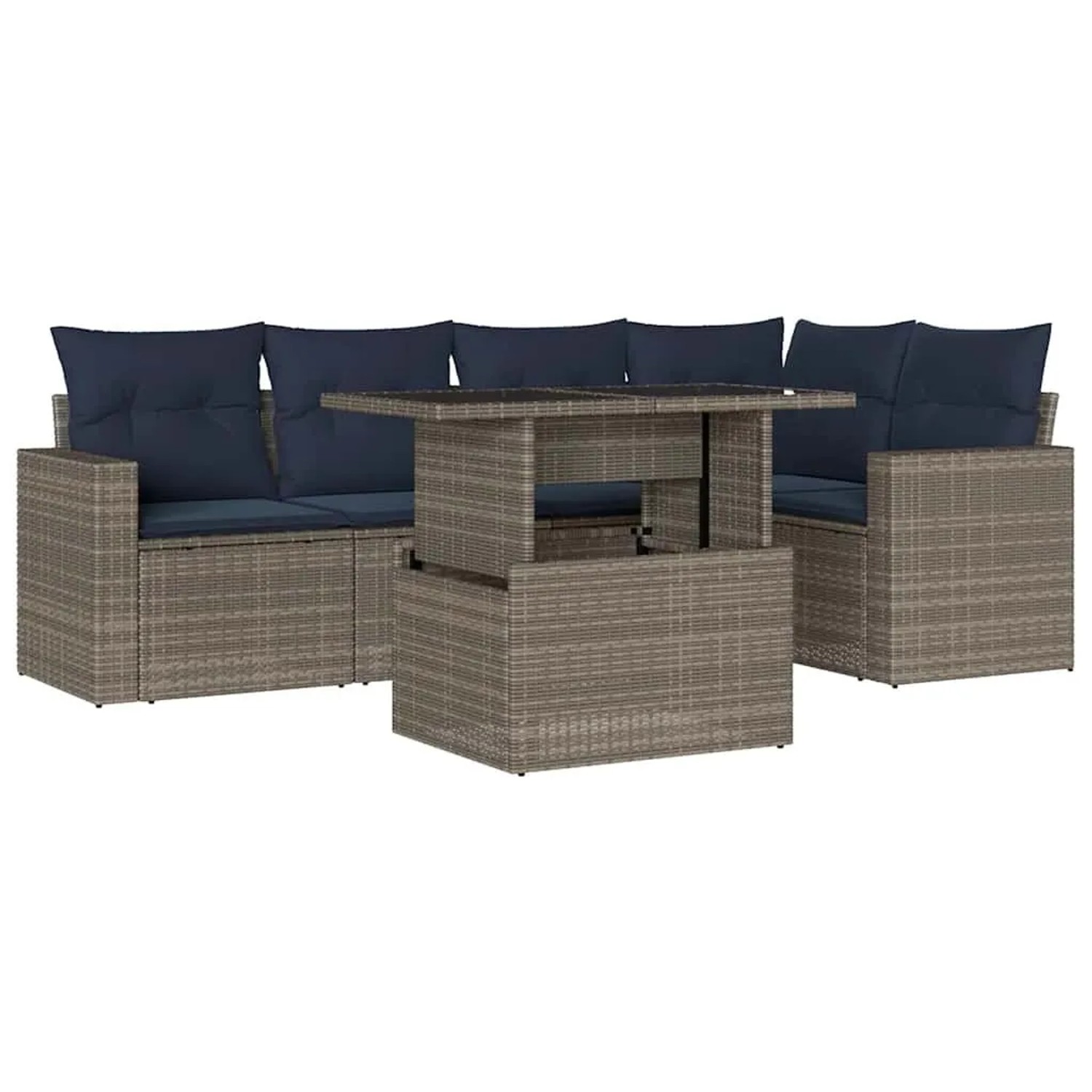 vidaXL 6-Tlg Gartensofa-Set mit Kissen Grau Polyrattan 3267261 günstig online kaufen