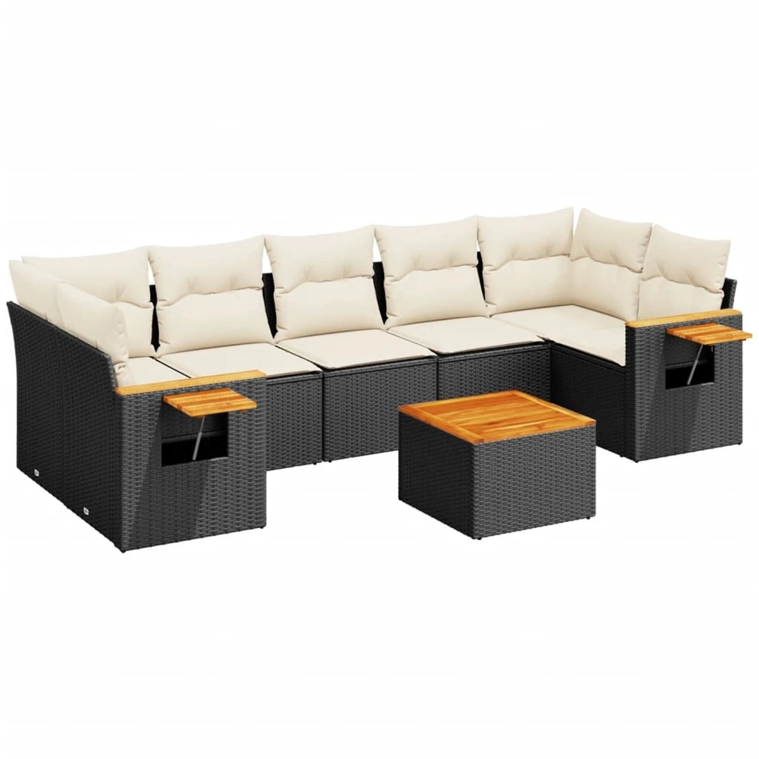 vidaXL 8-Tlg Garten-Sofagarnitur mit Kissen Schwarz Poly Rattan 3226651 günstig online kaufen