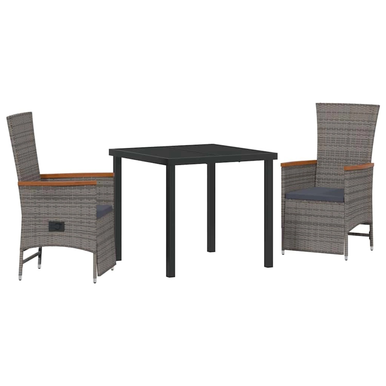 vidaXL Garten Essgruppe mit Kissen 3-Tlg Grau Poly Rattan 3379450 günstig online kaufen