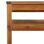 Detailansicht des Akazienholz-Tisches vom vidaXL Garten-Lounge-Set mit Lattenrost-Design.