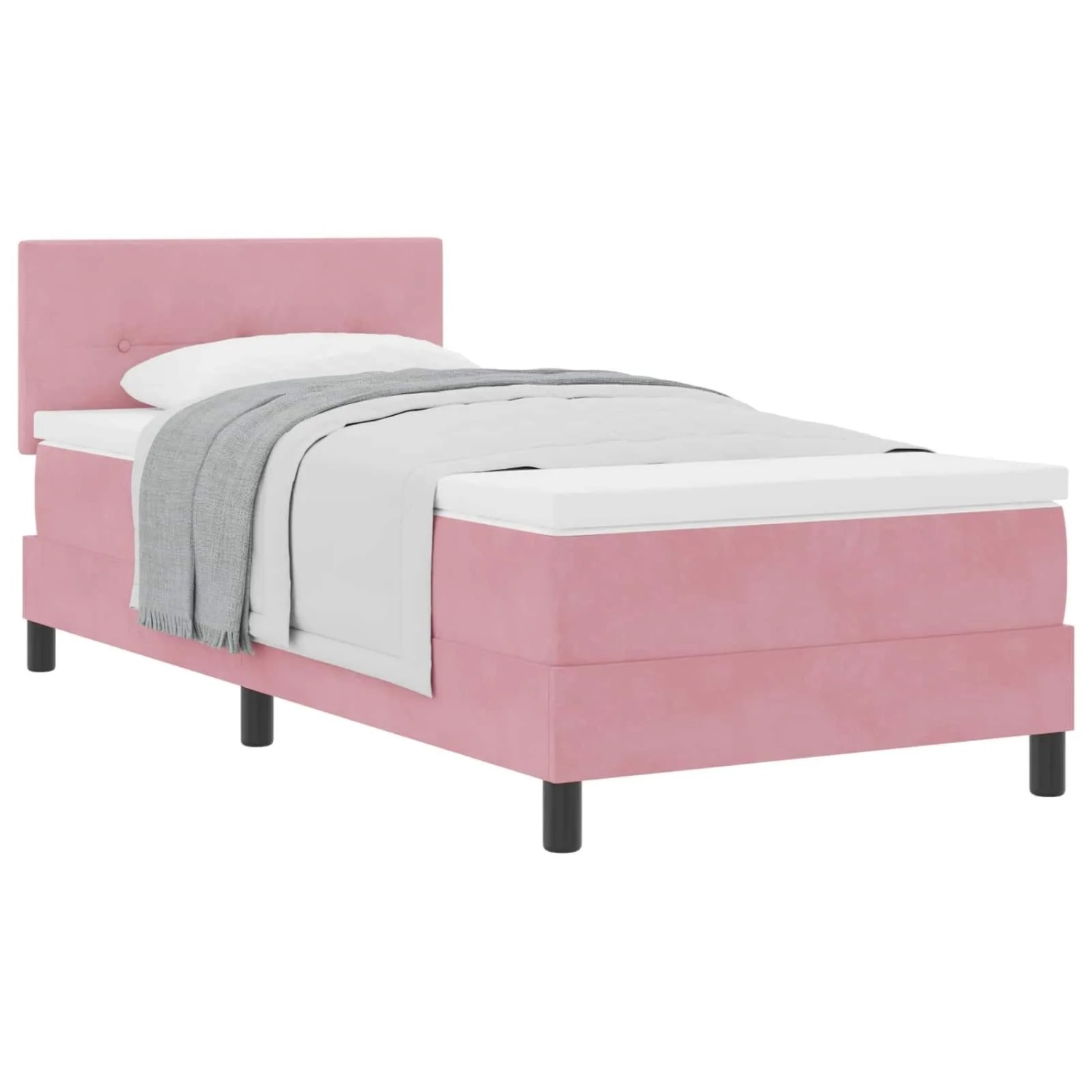 vidaXL Boxspringbett mit Matratze mit Kopfteil Rosa 100 x 200 cm Samt 3339157