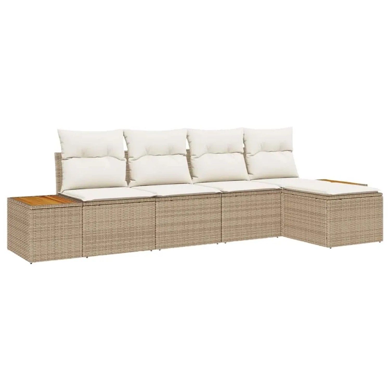 vidaXL Gartensofa-set mit Kissen 5-Tlg Beige und Creme Poly-Rattan 3356736 günstig online kaufen