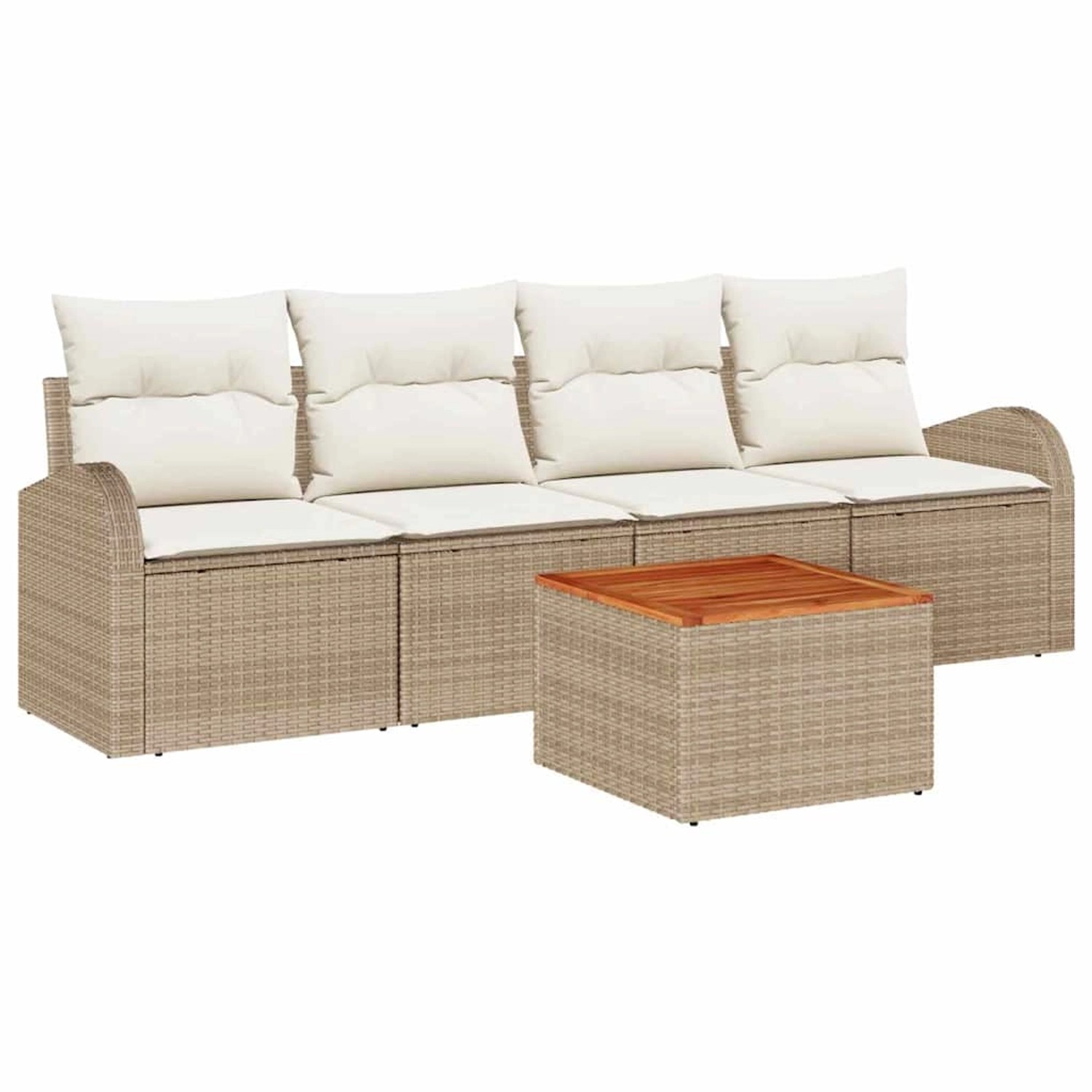 vidaXL Garten-Sofa-Set 5-Tlg Beige Weiß 3356181 günstig online kaufen
