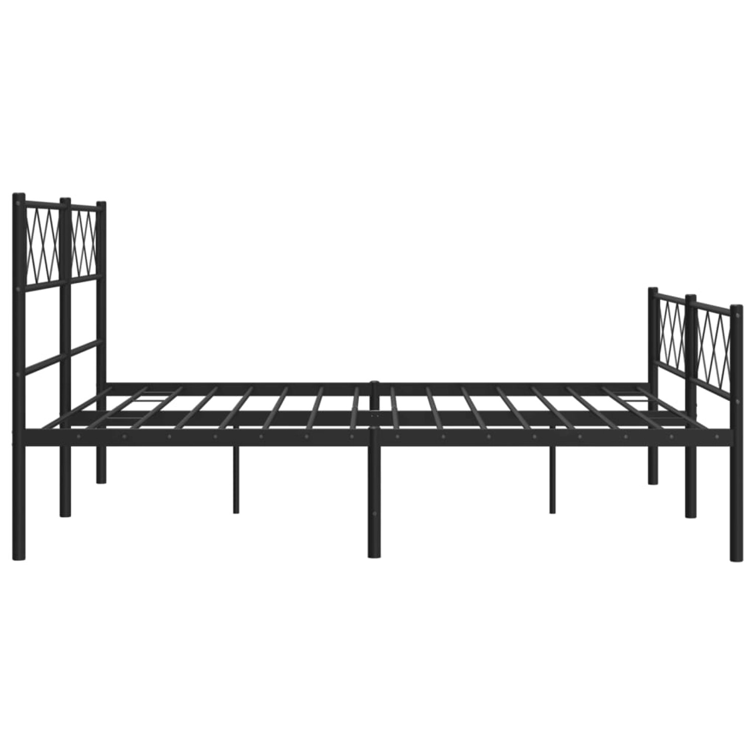Schwarzes Metallbettgestell 135x190 cm mit Kopf- und Fußteil für Schlafzimmer.