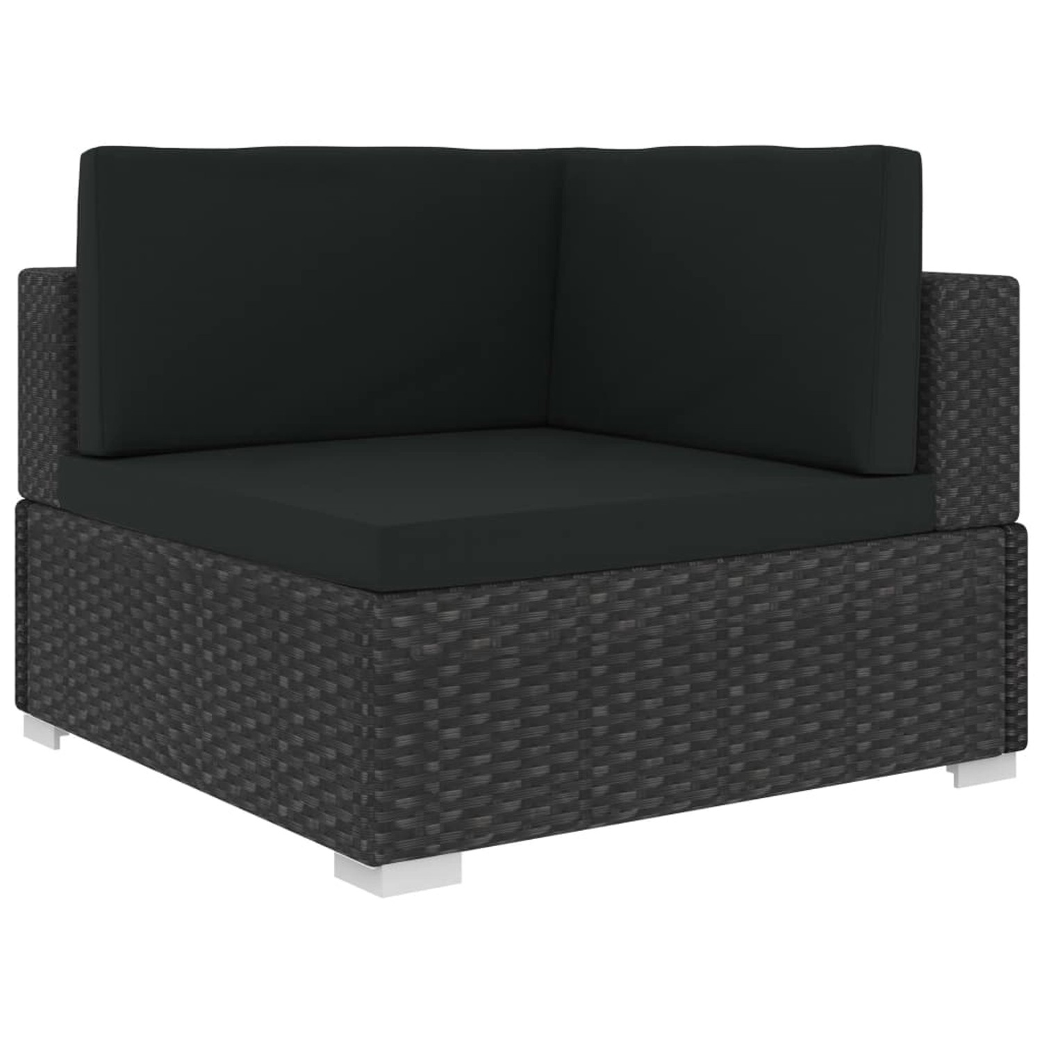 Schwarzes vidaXL Garten Lounge Set Eckteil aus Rattan mit Polster.