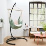 Aqua XL Hängesessel aus Baumwolle mit schwarzem Gestell, Kissen & Fell. Ideal für Garten & Terrasse zum Entspannen.