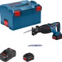 Bosch Professional Akku-Säbelsäge GSA 18 V-28 Set mit L-Boxx, zwei Akkus und Ladegerät.