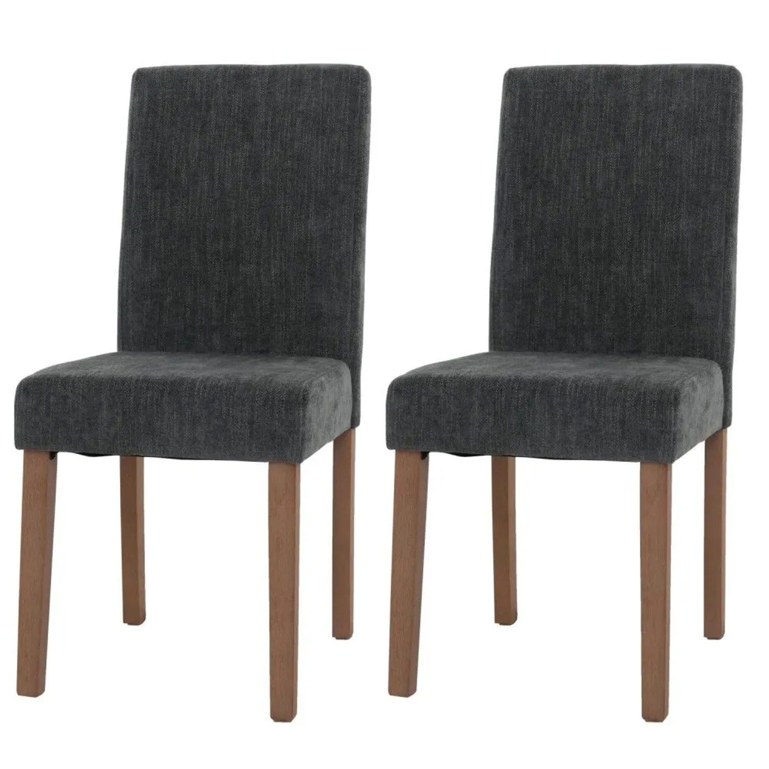 MCW Esszimmerstuhl Littau Chenille 2er-Set Dunkelgrau Naturfarbene Beine