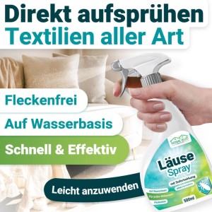 HomeBugProtect Läuse Abwehrspray Für Heimtextilien Möbel 500 ml Sprühflasche