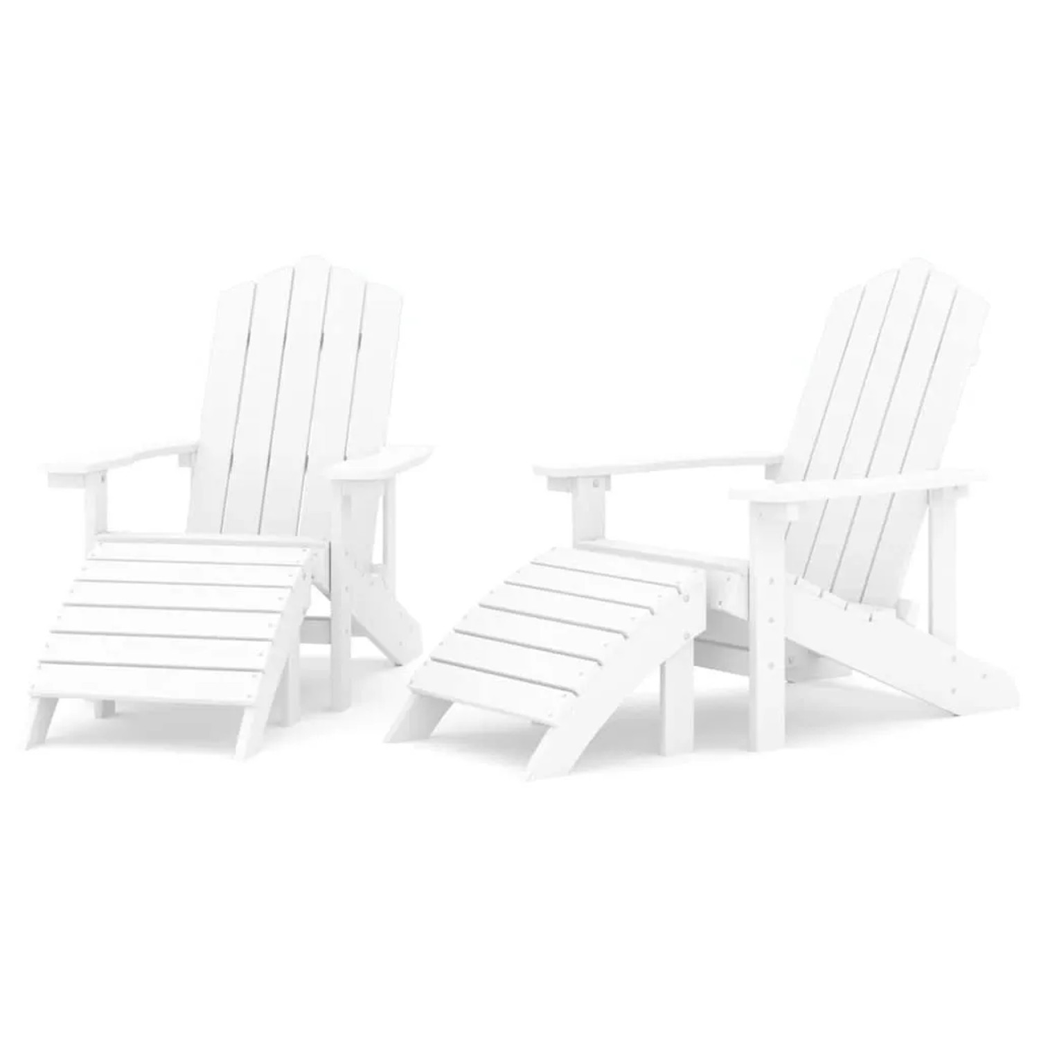 Furnicato Adirondack-gartenstühle 2 Stk Mit Hockern Hdpe 73x83x92 Cm Weiß