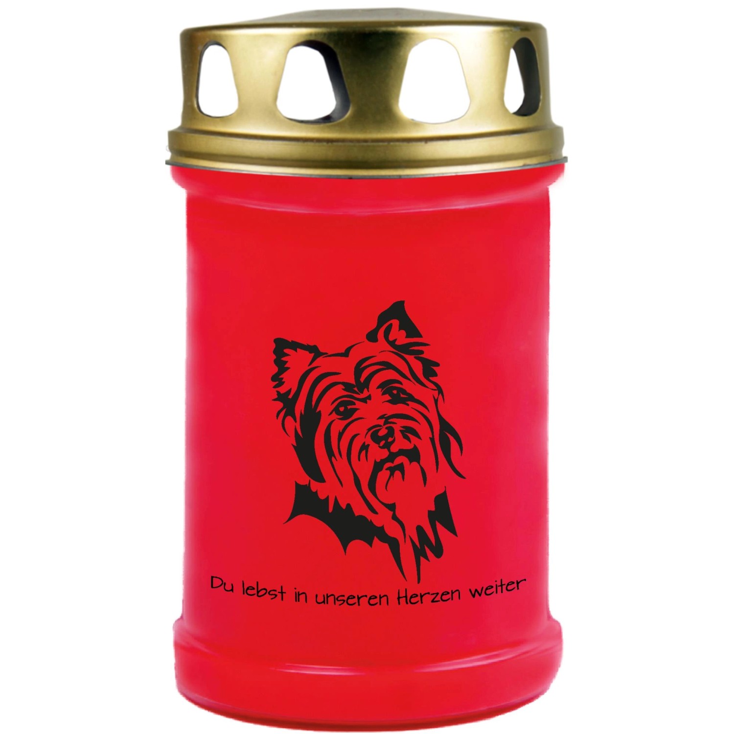 HS Candle Grabkerze Rot 48h Deckel Gold Terrier günstig online kaufen