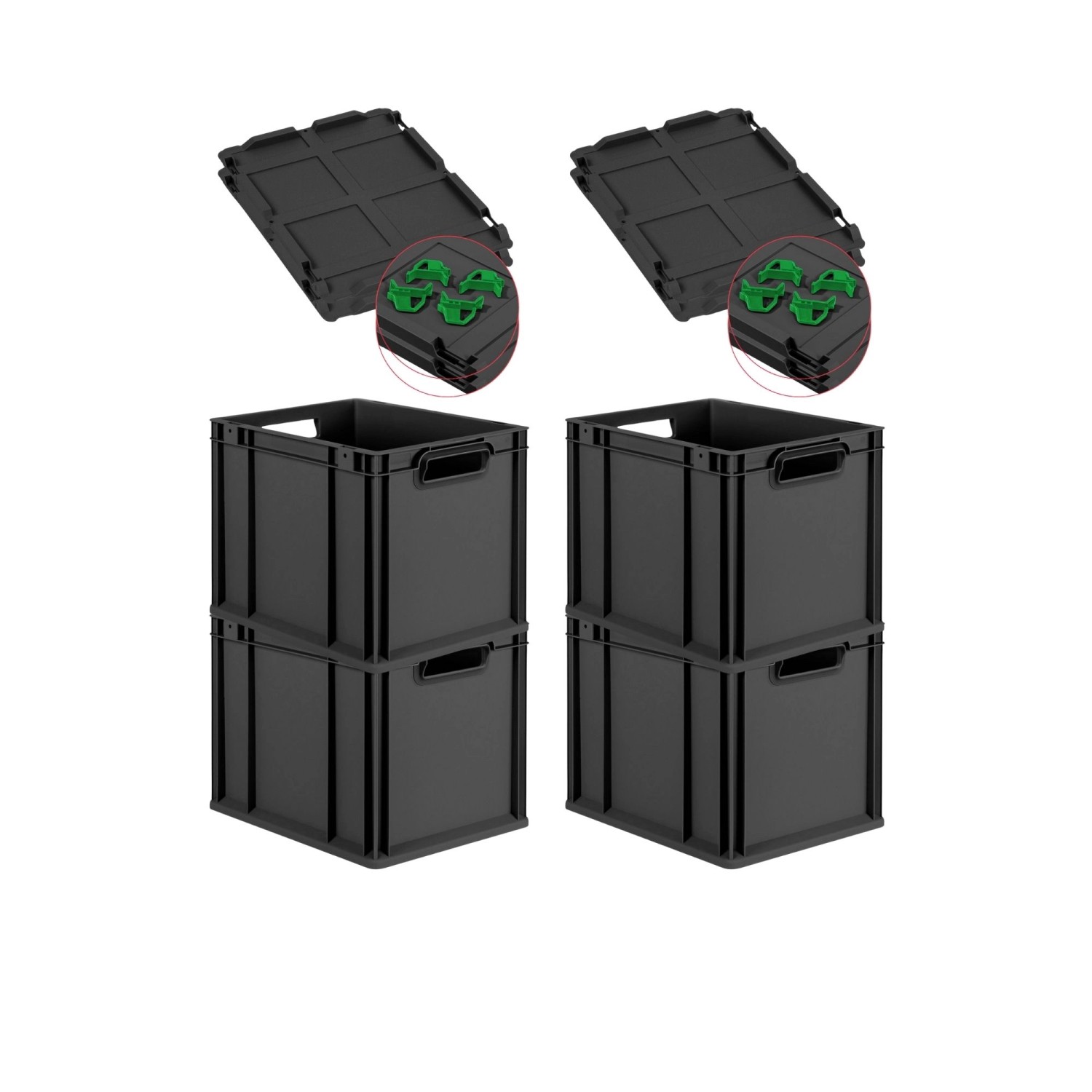 PROREGAL SuperSparSet 4x Eurobox Nextgen Grip Mit Scharnierdeckel Und Grüne günstig online kaufen