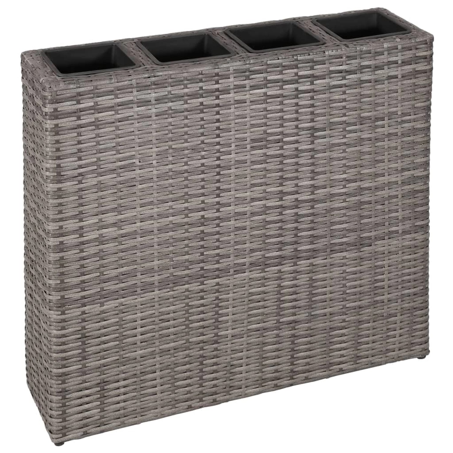 vidaXL Garten-Hochbeet mit 4 Töpfen 2 Stk Poly Rattan Grau 614179