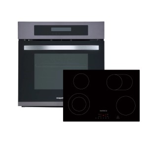 Respekta Backofen-Set DIGISET8BS7700 mit Glaskeramikkochfeld in Black Steel Optik.