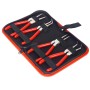 4-teiliges Xpotool Sprengringzangen Set mit geraden und 90° gebogenen Zangen, roten Griffen im Koffer.