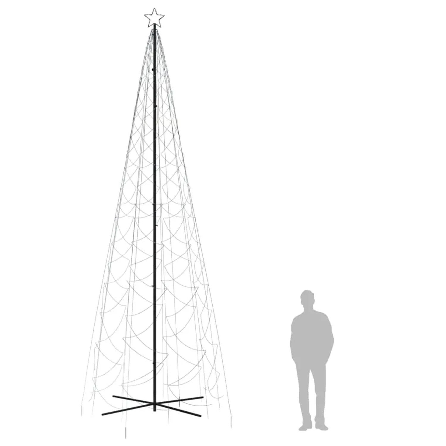 LED-Weihnachtsbaum in Kegelform, kaltweiß, 1400 LEDs, 500cm hoch, mit Sternspitze.