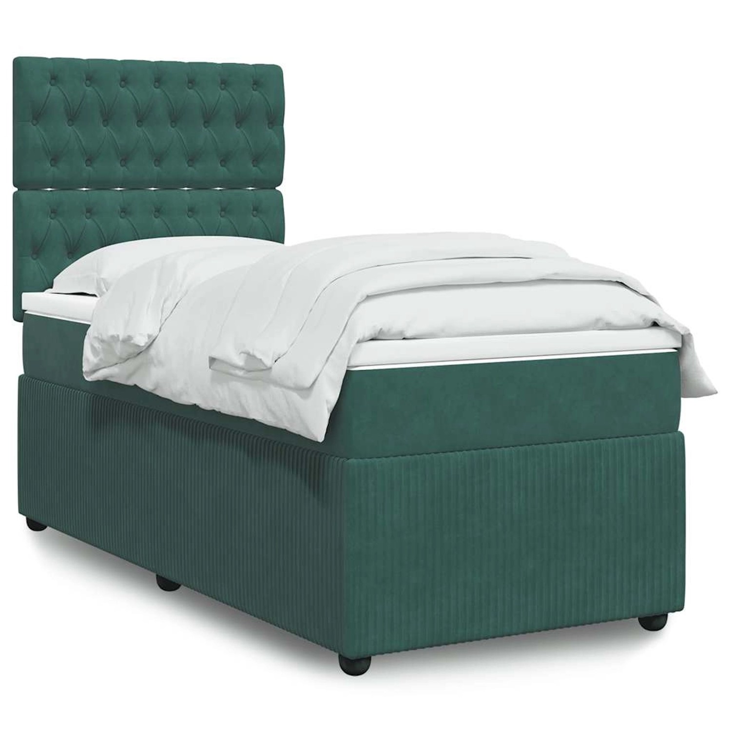 vidaXL Boxspringbett mit Matratze Dunkelgrün 90x200 cm Samt 3294547 günstig online kaufen