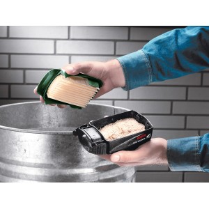 Bosch PSM 160 A Multischleifer: Detailaufnahme des Micro-Filtersystems mit Schleifstaub.