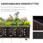 Outsunny Hochbeet aus Rattan, braun, mit Wasserablauf und herausnehmbarem Innenfutter.