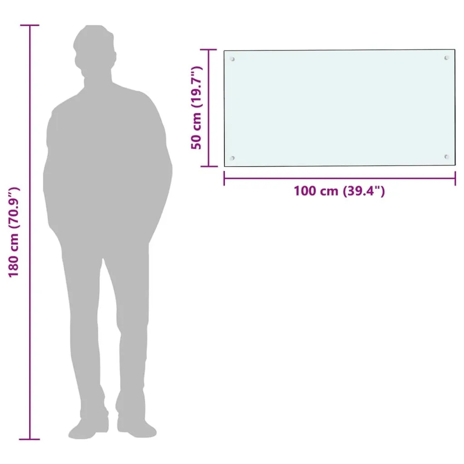 DELUKE Küchenrückwand Glas 100x50cm Weiß Wandverklediung Küche Wandschutz Spritzschutz Herdspritzschutz Glasplatte_6