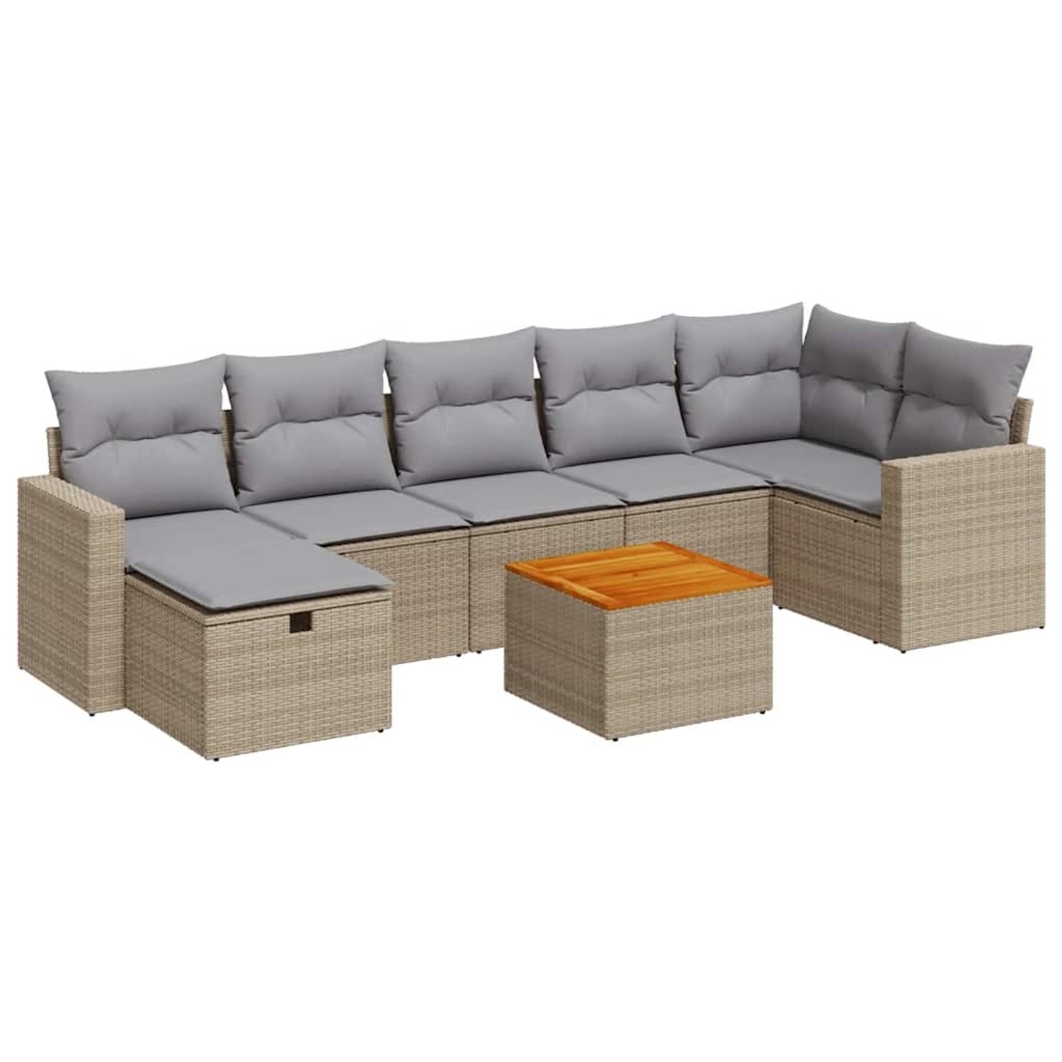 vidaXL 8-Tlg Garten-Sofagarnitur mit Kissen Beige Poly Rattan 3325797 günstig online kaufen