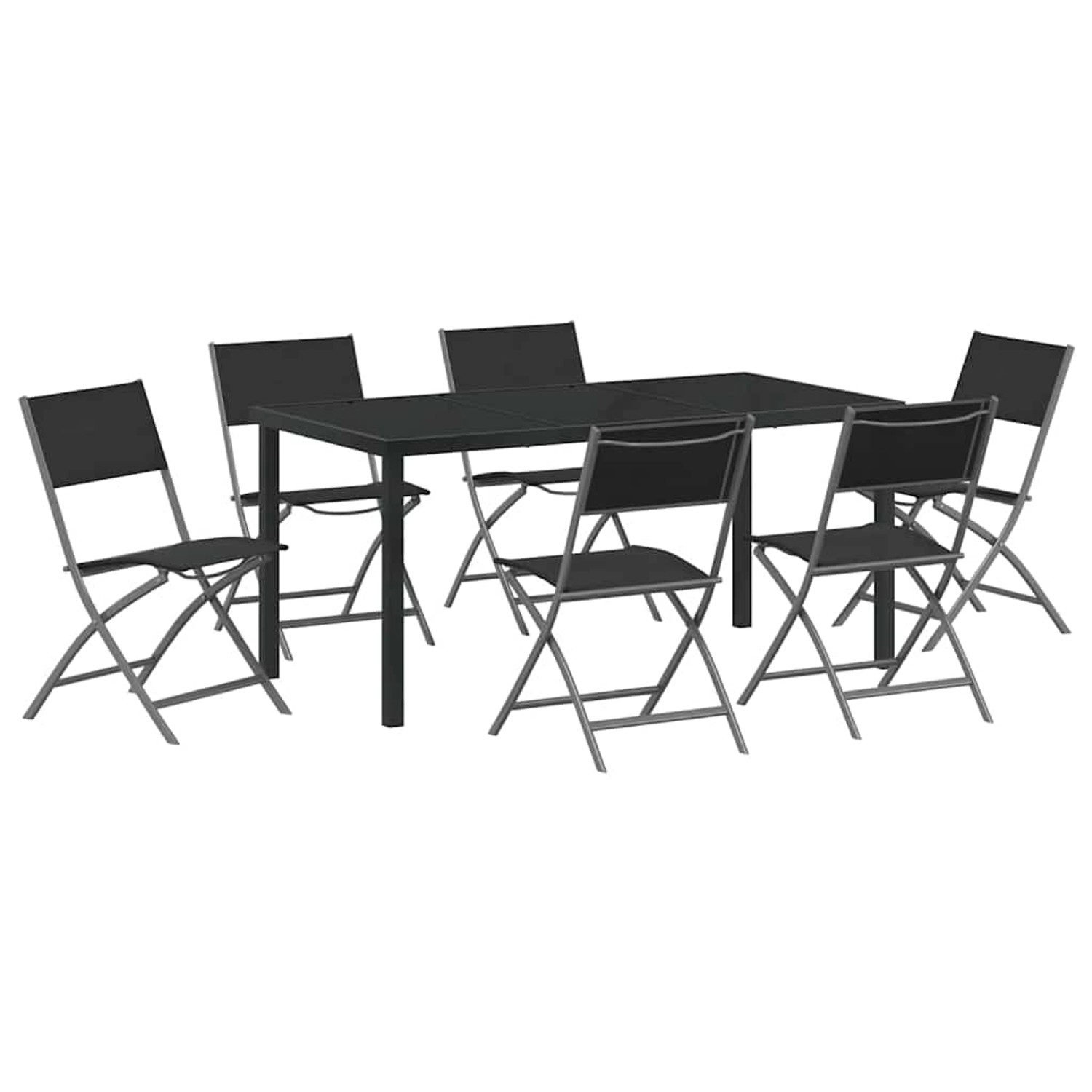 vidaXL Garten Essgruppe Falten 7-Tlg Schwarz Textilene und Stahl 3379377 günstig online kaufen