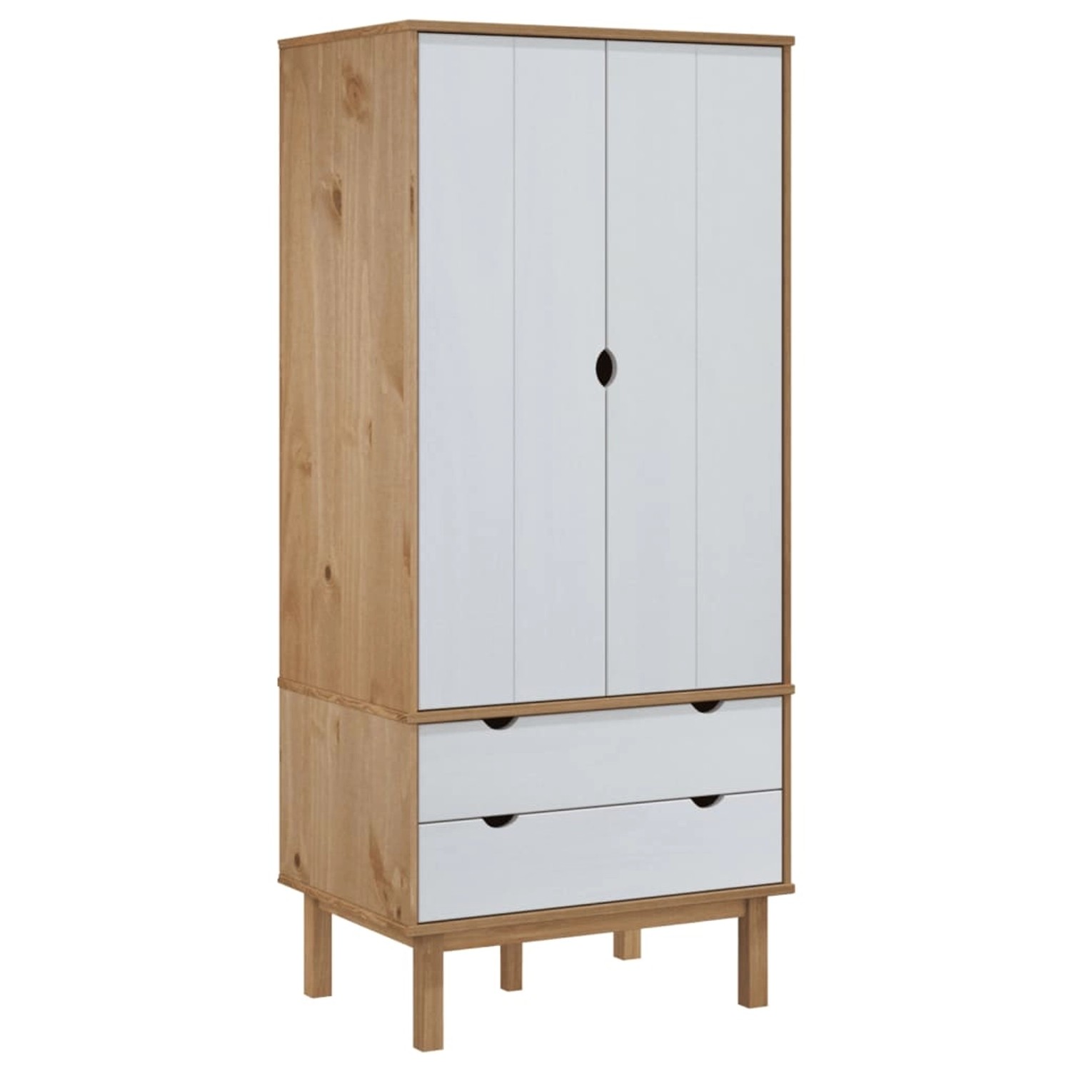 vidaXL Kleiderschrank OTTA Braun&Weiß 76,5x53x172 cm Massivholz Kiefer günstig online kaufen