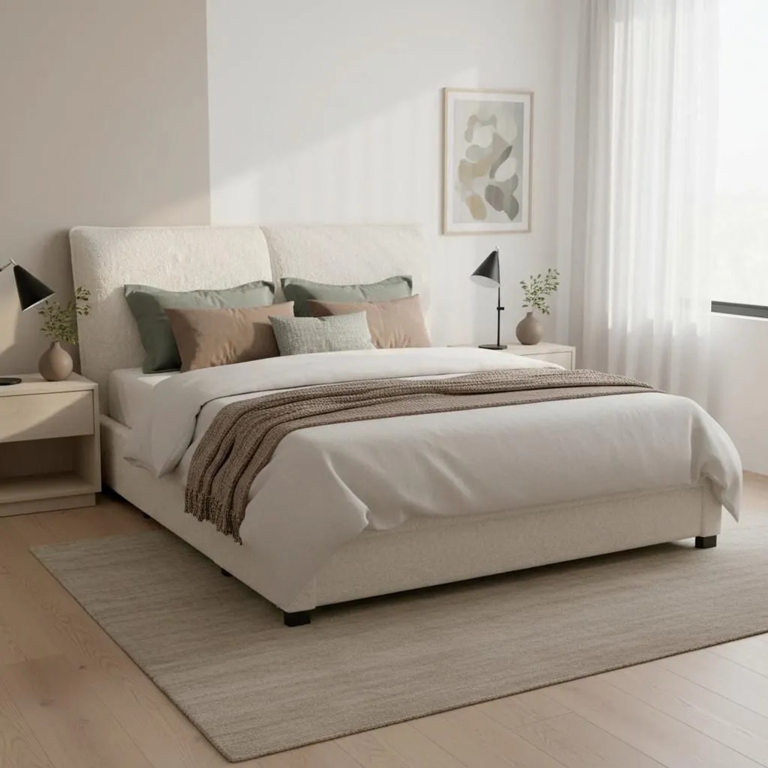 Bessagi Home Polsterbett Elli Elfenbein ca. 180x200 cm Stauraum