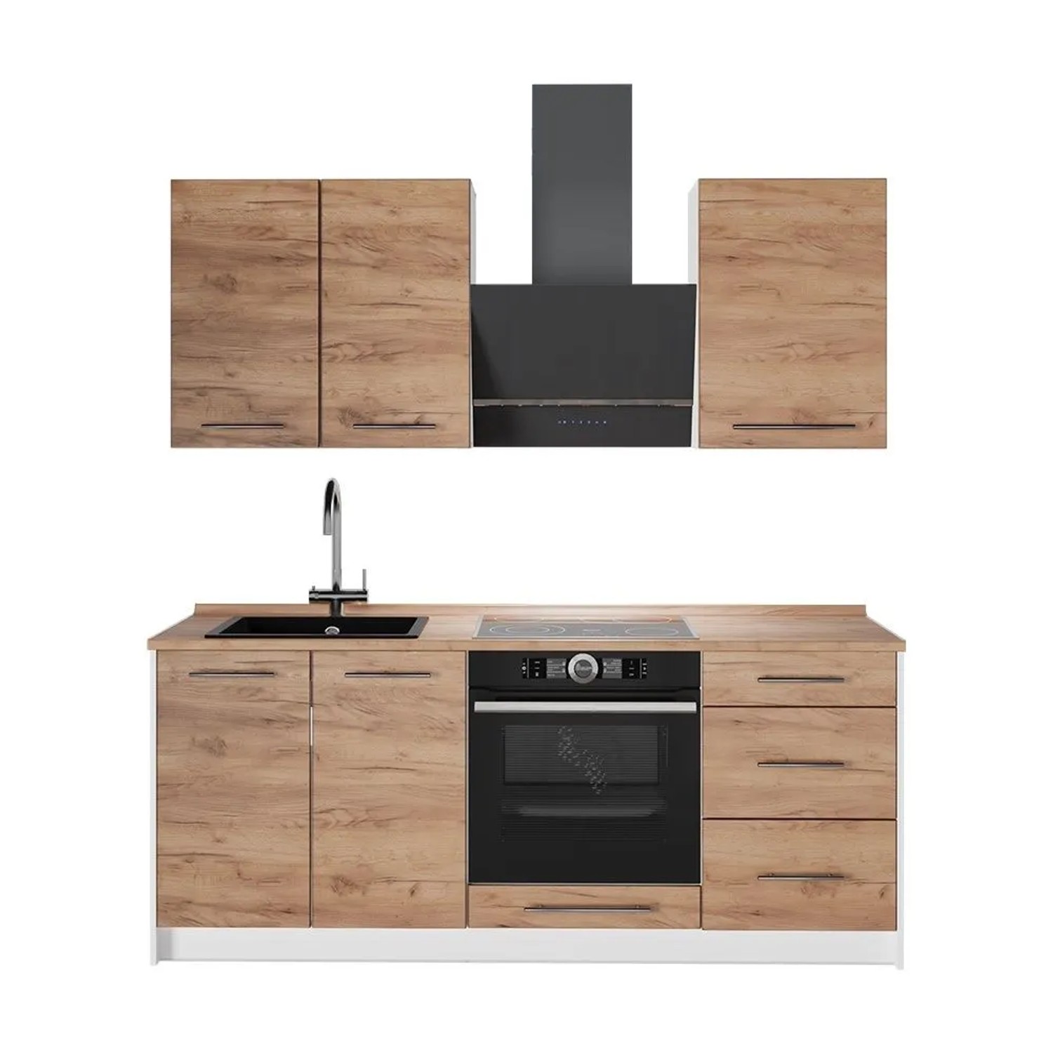 Vicco Singleküche Fame-Line Goldkraft Eiche/Weiß 190 x 82 AP Eiche Art Nr 62975