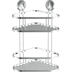 Eisl Duschregal Eckregal mit 2 Etagen, verchromt, zur Montage ohne Bohren.