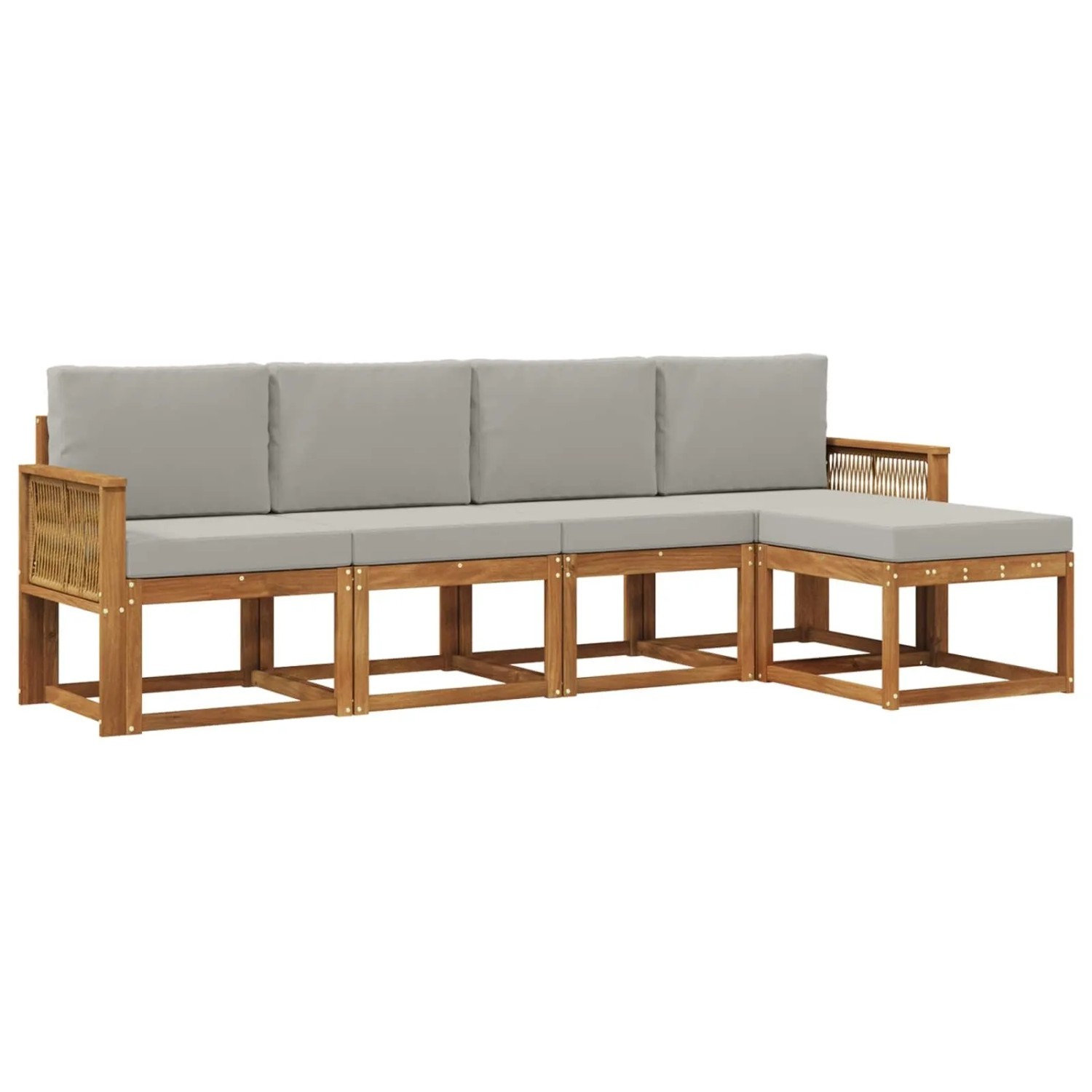 vidaXL Outdoor-Sofagarnitur 5 Stk Natur und Hellgrau Polyester 3385137