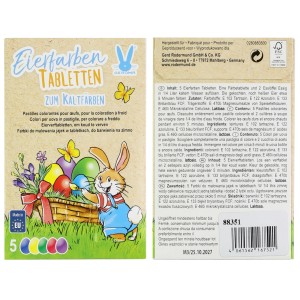 Eierfarben Tabletten zum Kaltfärben, 5 Farben für bunte Ostereier.