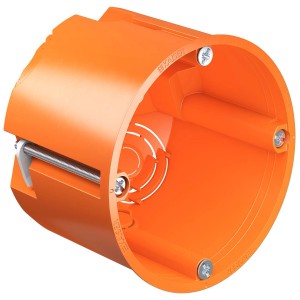 Orange Kaiser Hohlwanddose 9064-02 mit Schrauben für Trockenbau, Ø 68mm.
