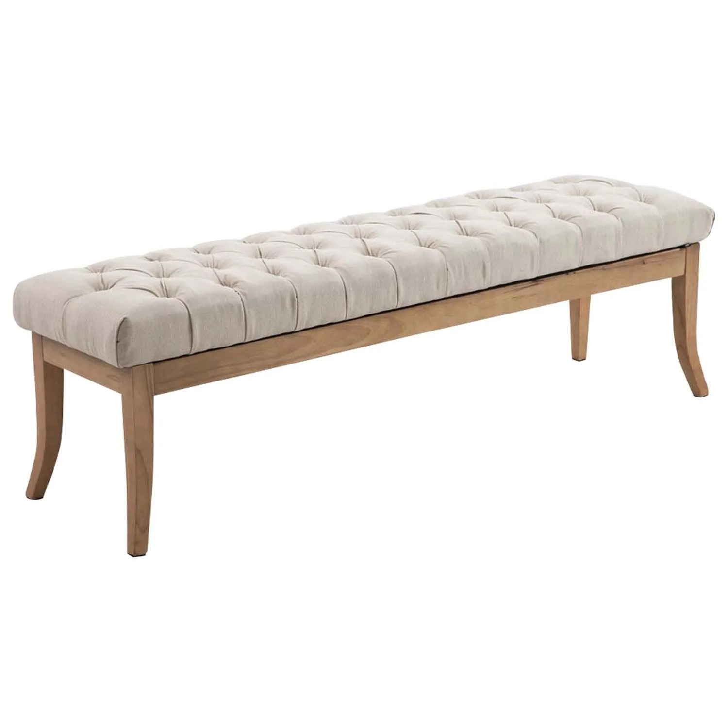 DELUKE Sitzbank CANNES Stoff Creme 150x38x46cm Hellbraun Sitzbank Flur Sitzhocker Esszimmerbank Polsterbank Schlafzimmer