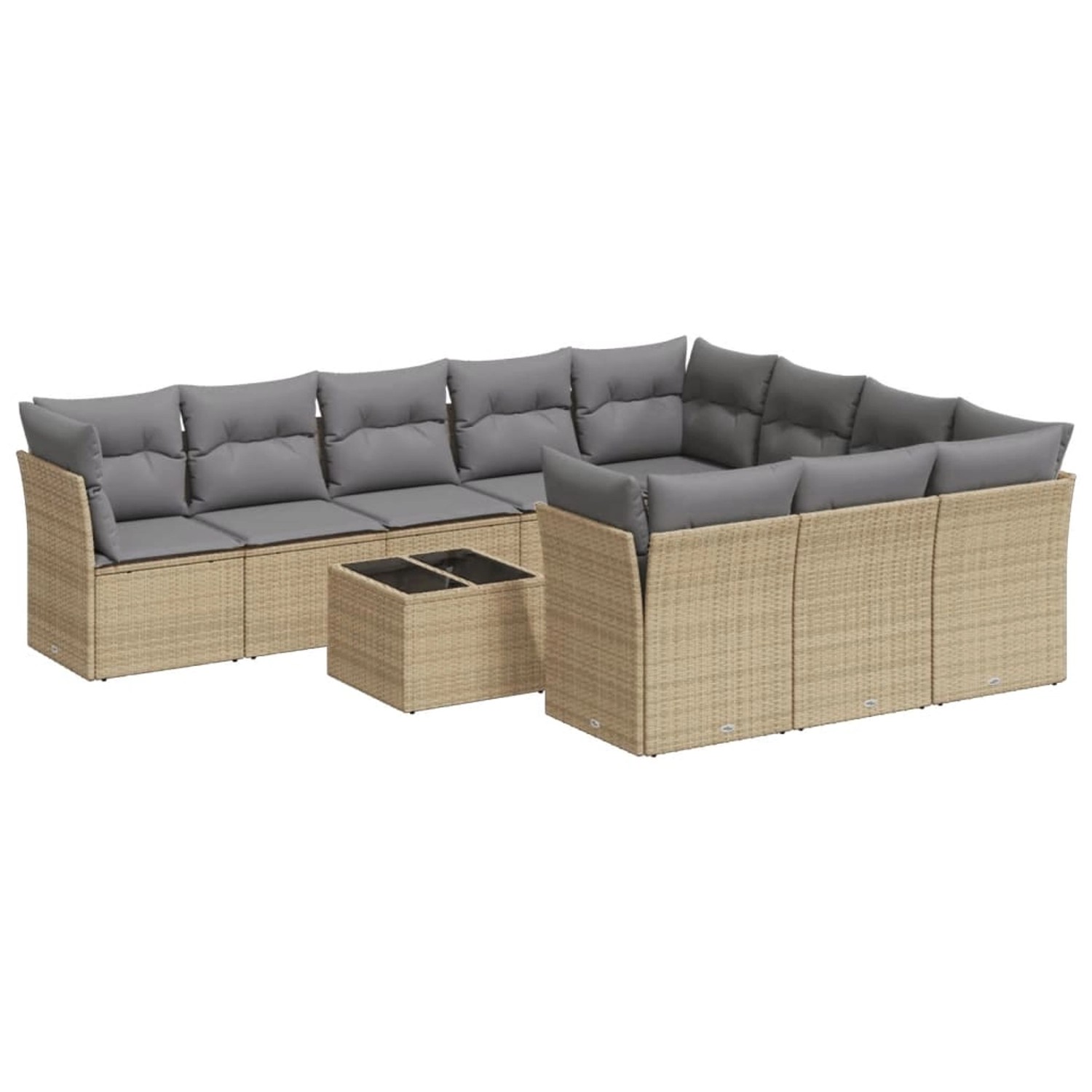 vidaXL 11-Tlg Garten-Sofagarnitur mit Kissen Beige Poly Rattan 3218229 günstig online kaufen