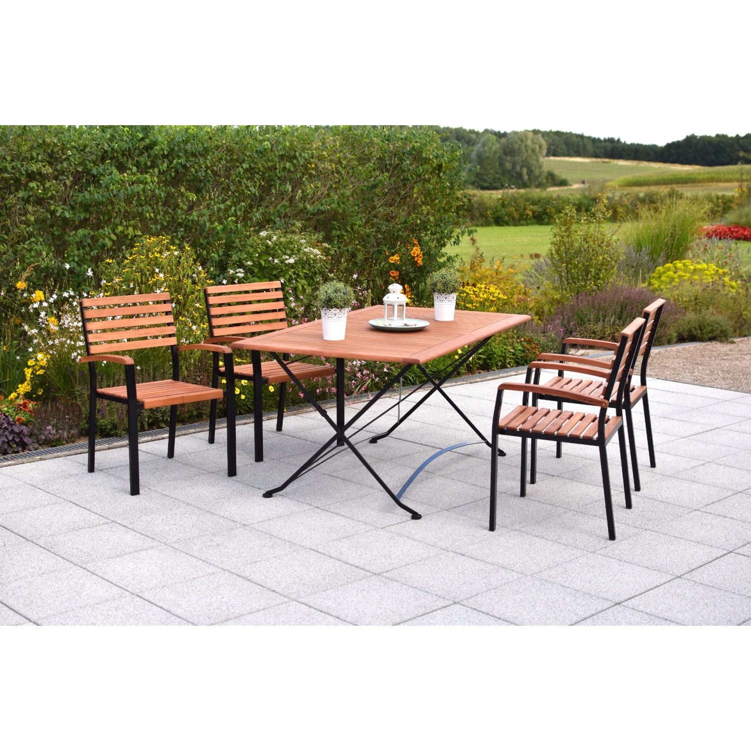 Merxx Schlossgarten Set 5-tlg. Gartentisch 160 x 90 cm günstig online kaufen