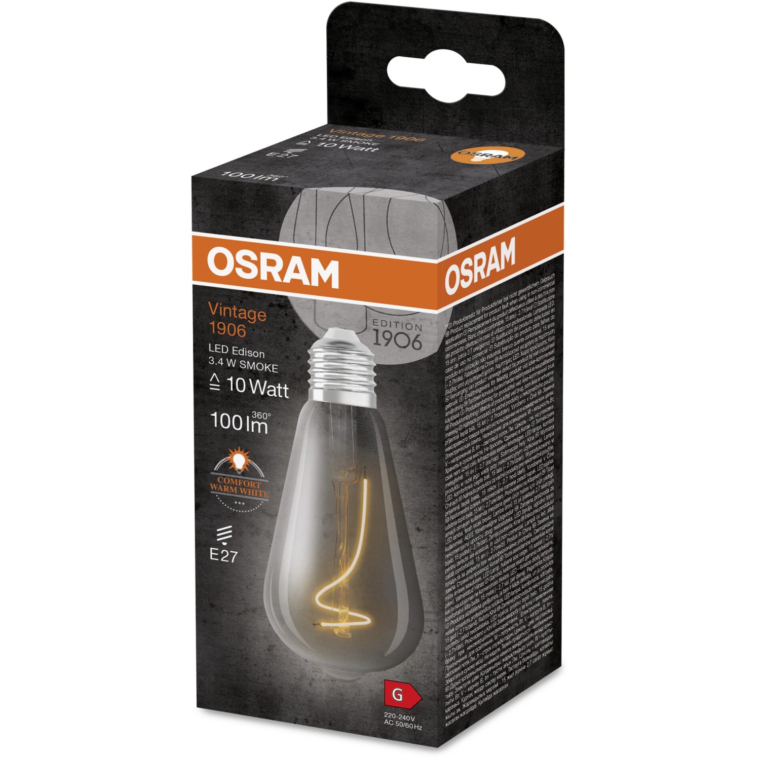 Osram E27 LED-Leuchtmittel in Edisonform, 3,4W, 100lm, Vintage-Design.