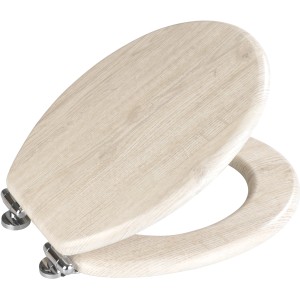 Wenko WC-Sitz Eiche MDF Grau mit Absenkautomatik und Fix-Clip Befestigung.