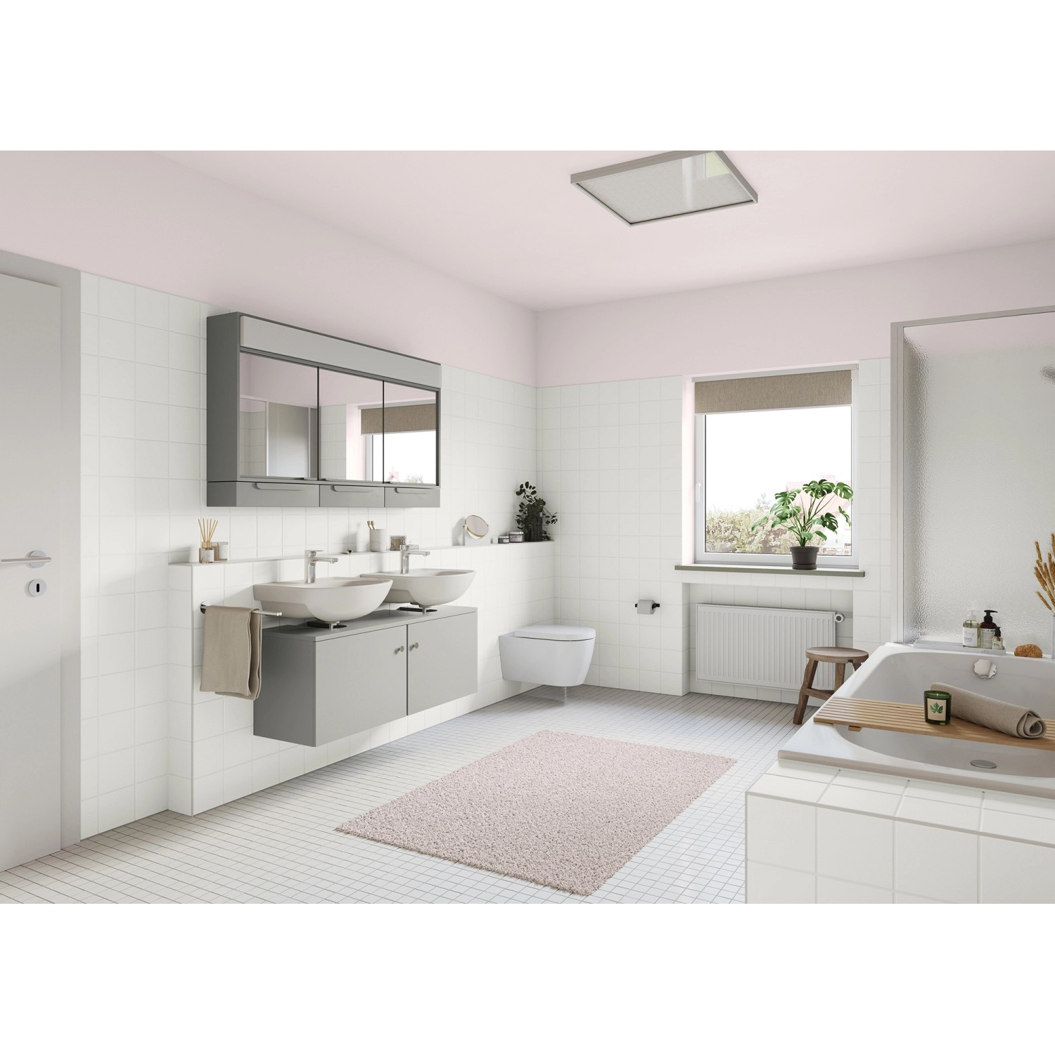 Badezimmer mit Möbeln in Granit, gestrichen mit Alpina Möbel-Lack Bad & Küche.