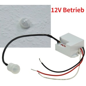 ChiliTec Einbau Bewegungsmelder Ct Pir Mini 12V Weiss mit Sensor und Anschlusskabel.