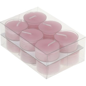 12er Pack rosa Steinhart Teelichter in Kunststoffhülle, ca. Ø 3,8cm.