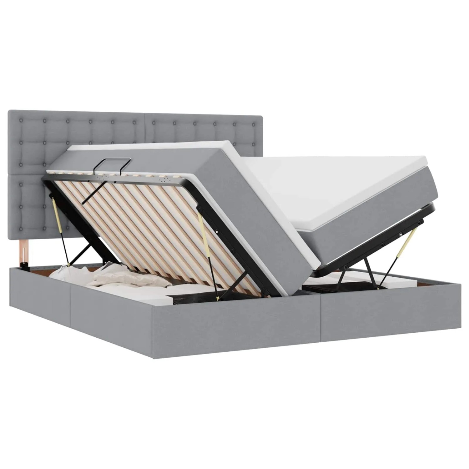 vidaXL Bett mit LED-Lichtleisten Hellgrau 180 x 200 cm Stoff 3372857