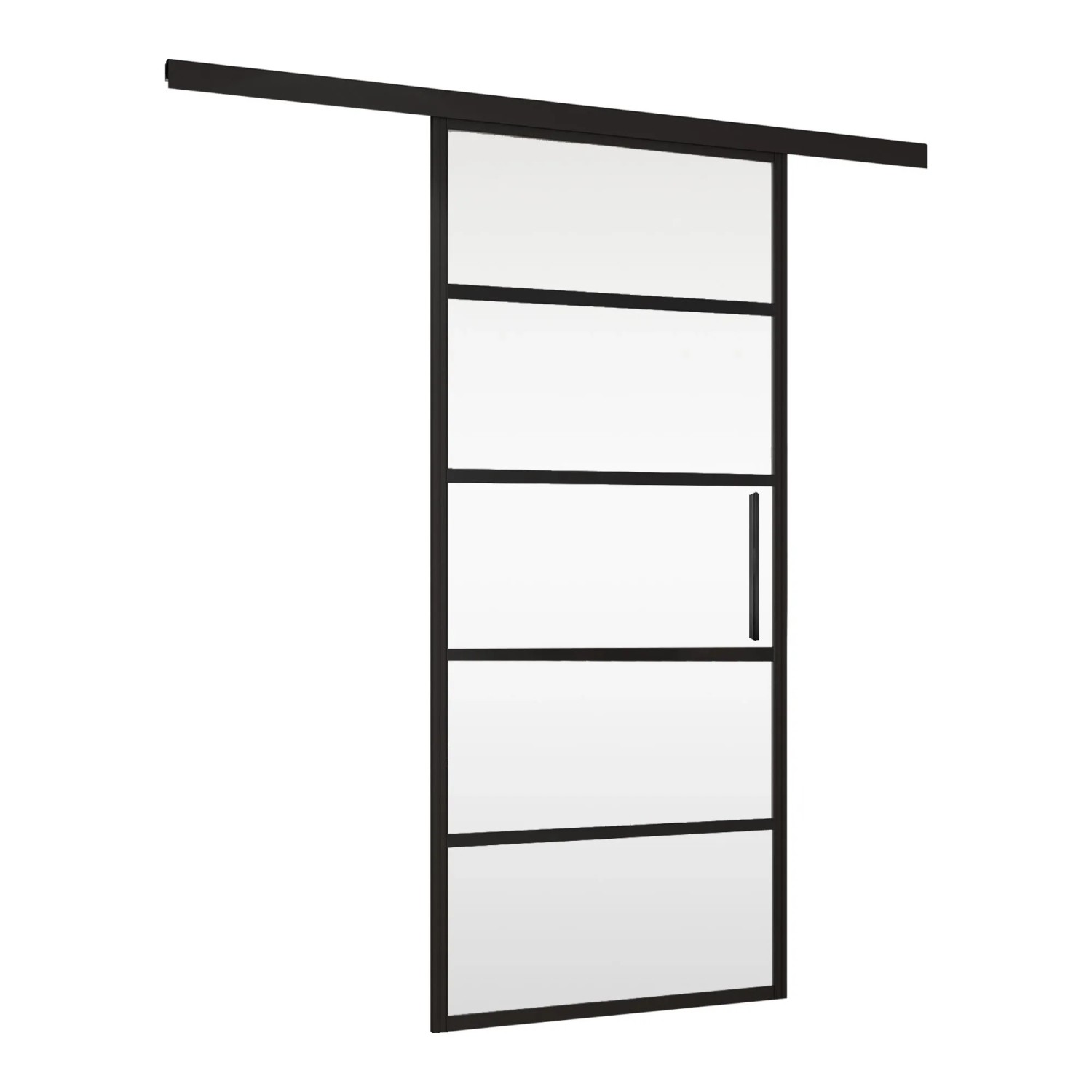 inova Glasschiebetür Klar Schwarze Streifen 1025 x 2200 mm Komplettset mit Stabgriff inkl. 2Seitiger Softclose