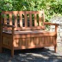 Gartenbank 2-Sitzer aus geöltem Kiefernholz mit Stauraum, braun, FSC®-zertifiziert.