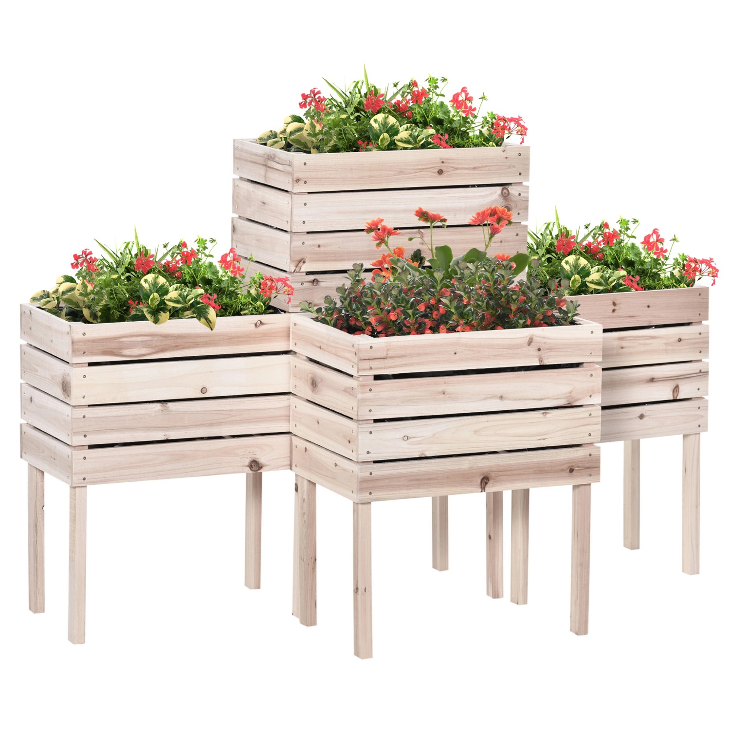 Outsunny Garten-Bett Set Tannenholz Kunststoff Natur 50L x 30B x 60H cm günstig online kaufen