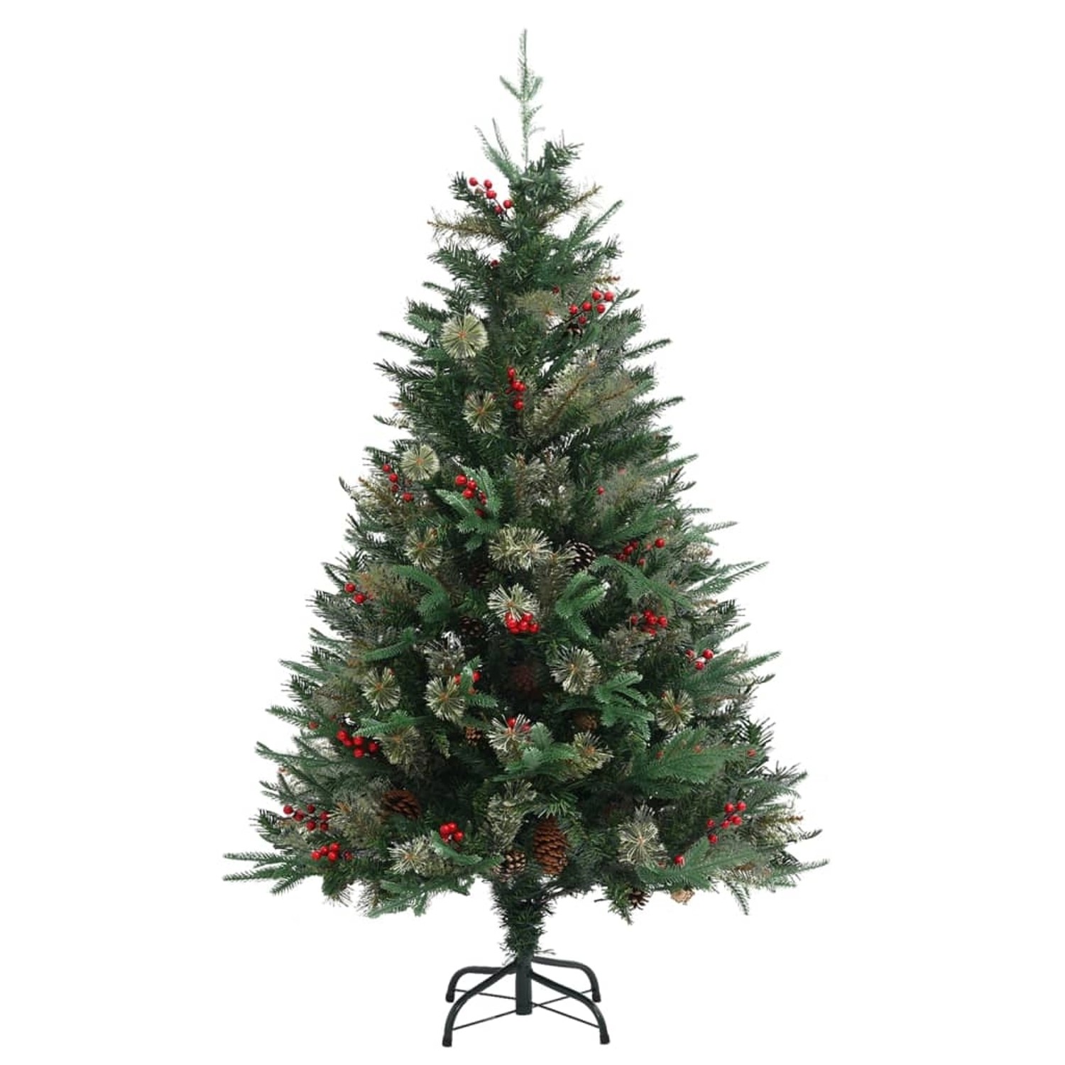 vidaXL Weihnachtsbaum mit Zapfen Grün 120 cm PVC & PE