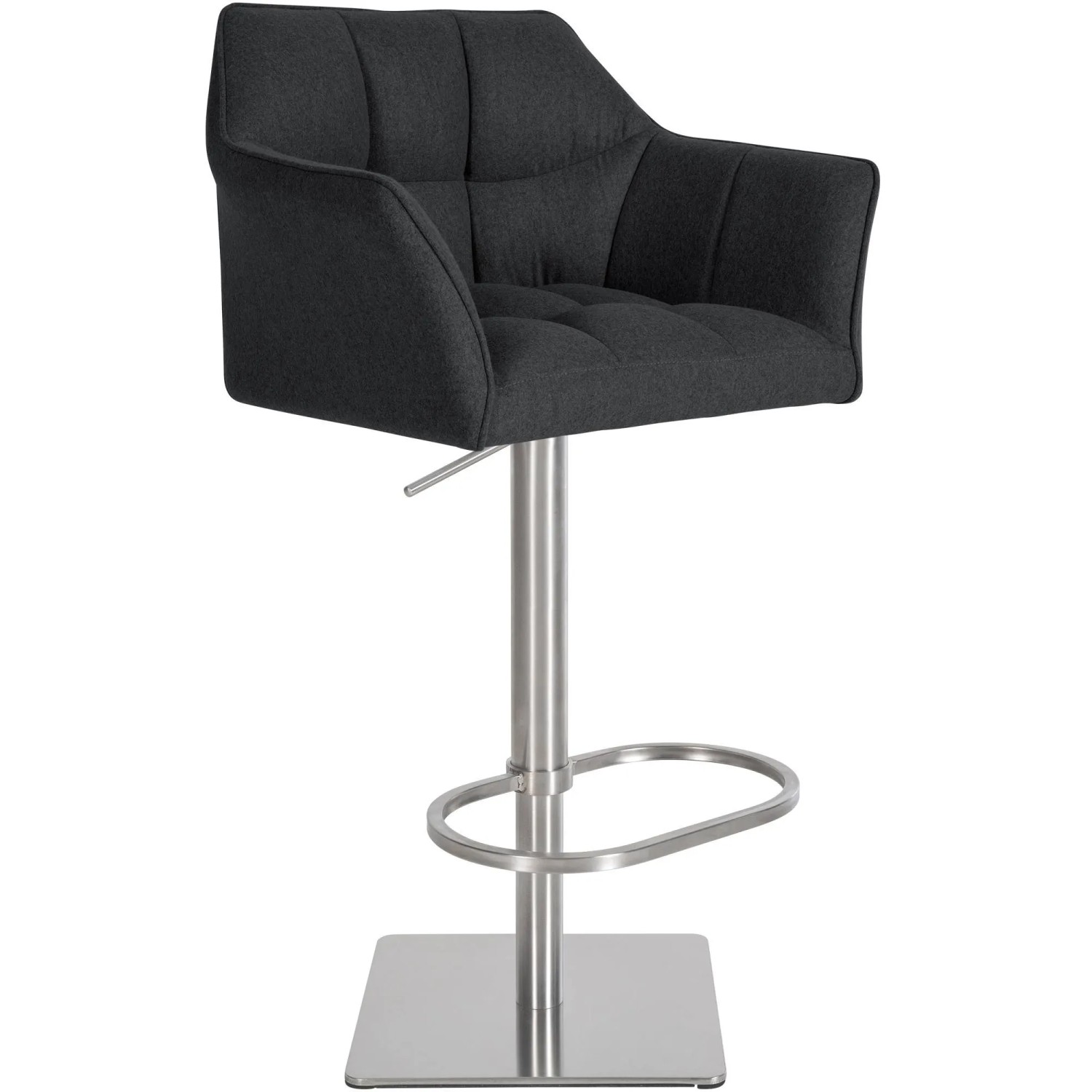 DELUKE Barhocker SIHAR Filz Anthrazit 64x45x88cm Silber Barstuhl Höhenverstellbar Mit Lehne Drehbar Tresenhocker Tresens...