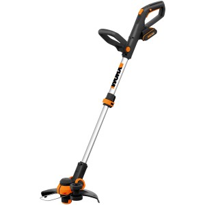 Worx Akku-Rasentrimmer WG163E.2 (20 V) in Schwarz/Orange mit Teleskopschaft.