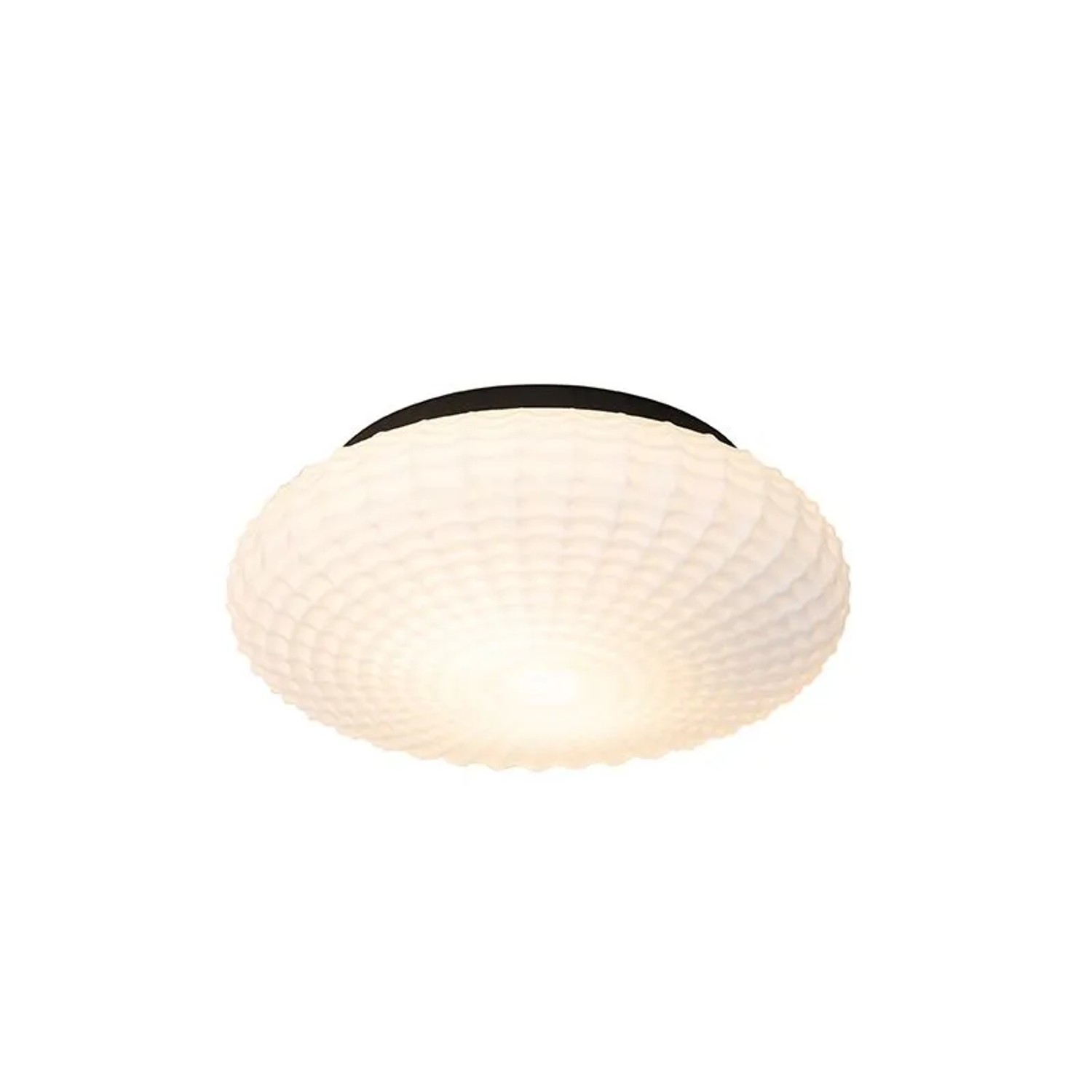 QAZQA Klassische Deckenleuchte Schwarz mit Opalglas 35 cm IP44 Nohmi
