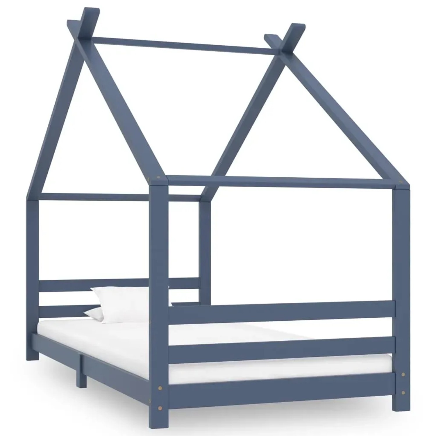 vidaXL Kinder-Bettgestell Grau Massivholz Kiefer 90x200 cm 289615